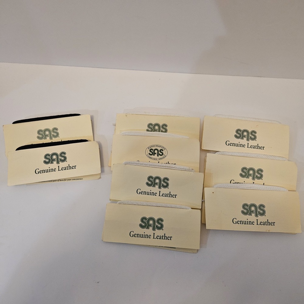 SAS Flat Shoe Laces 2 Black & 7 White New In Original Packaging Nostalgic VTG